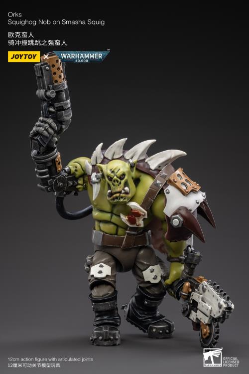 JoyToy Bipedal wrecking balls that charge ahead of the Ork lines, JoyToy Smasha Squigs live in a state of near-permanent concussion thanks to their tendency to headbutt everything. Only the surliest and most aggressive Orks can wrangle them towards enemy lines, but the resulting impact of a charging unit of Squighog Boyz is worth it as they crumple metal, flesh, and bone.