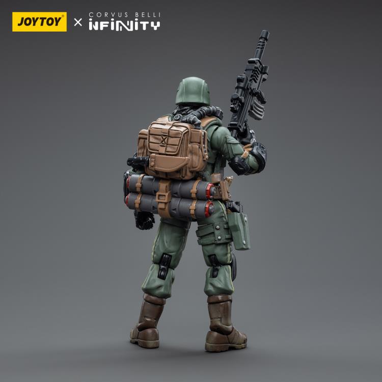 Joy Toy brings to the table a new series of figures, inspired after the tabletop wargame published by Corvus Belli. This highly detailed 1/18 scale figure stands around 4 inches tall and comes equipped with an arsenal of interchangeable parts and weapons. Add the Separate Assault Batallion figure, along with other separately sold Infinity figures by JoyToy, to your collection and build up your army for battle!