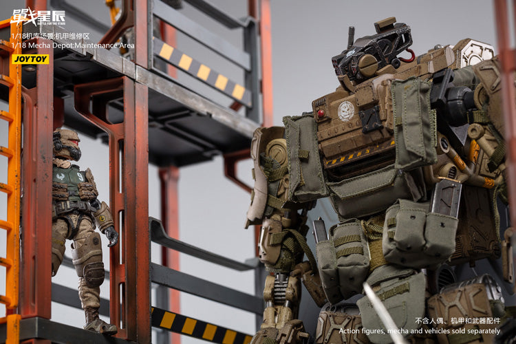 Joy Toy brings even more incredibly detailed 1/18 scale dioramas to life with this mecha depot maintenance area diorama! JoyToy set includes flooring, ladders, and railings
