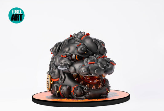 After the success of Kingboo vs Ziboo, Force of Art proudly presents a complete new Project: Red Flame Hundred Cats with the inspiration of Ukiyo-e, Force of Art creates the strongest Fusion Monster: Red Flame Hundred Cats with the help of Taiwan Tattoo Master: Mr. Horiren!   Product Details:  Red Flame Hundred Cats (Powerful Fortune cats, Red Lotus, Ukiyoshi, Kaiju, Dinosaur, Monster) Resin Statue/ Desk Lamp/ Table Lamp/ LED Lamp