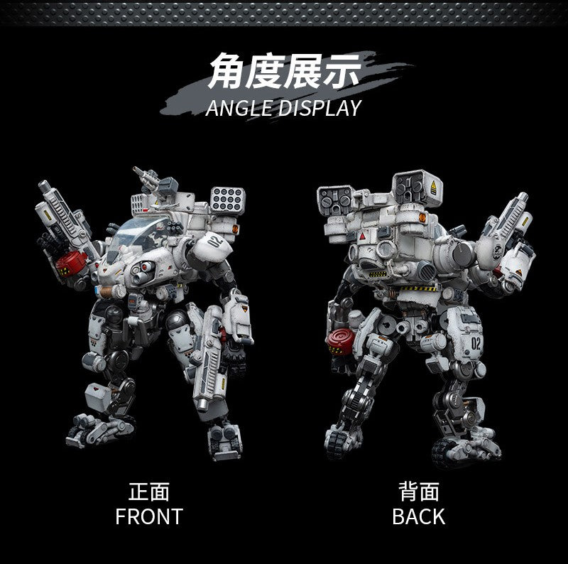 Joy Toy's military vehicle series continues with the Tiekui Dual Pilot Mecha and pilot figures! Each 1/25 scale articulated military mech and pilot features intricate details on a small scale and comes with equally-sized weapons and accessories.