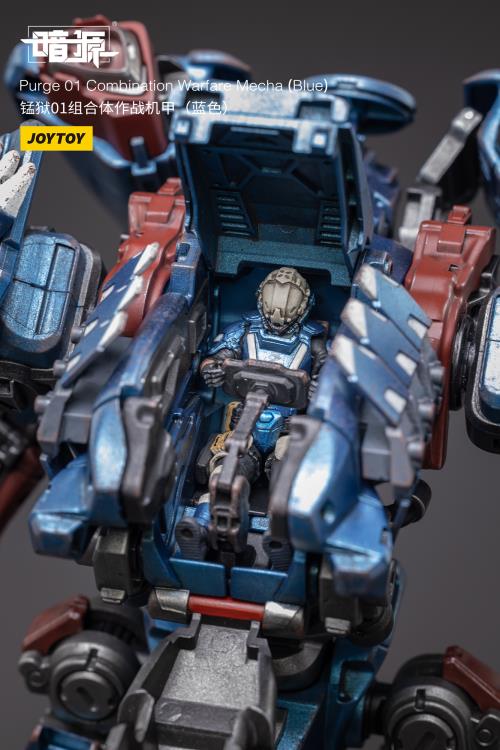 Joy Toy Dark Source Purge 01 Combination Warfare Mecha (Blue Vers.) 1/25 Scale Figure. JoyToy military vehicle series continues with the Purge 01 Combination Warfare Mecha and pilot figure!