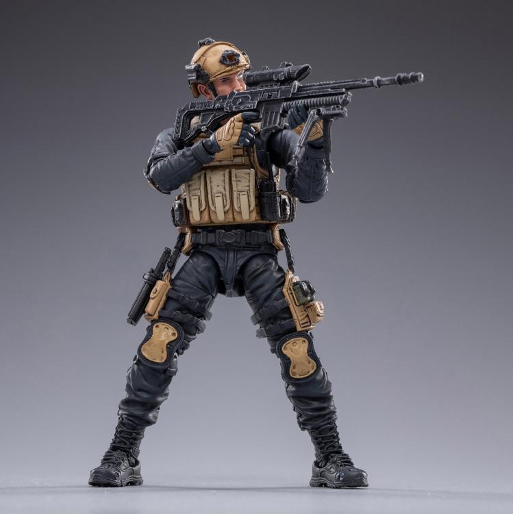 Joy Toy set of Police Sniper, Assault, and Automatic Rifleman figures is incredibly detailed in 1/18 scale. JoyToy, each figure is highly articulated and includes weapon accessories as well as several pieces of removable gear.