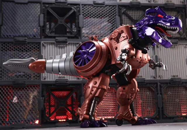 TransArt introduces their release BWM-06 Metal T Rex Standing an impressive 10.2 inches in robot mode, BWM-06 is Masterpiece Scale and transforms to a Tyrannosaurus Rex!