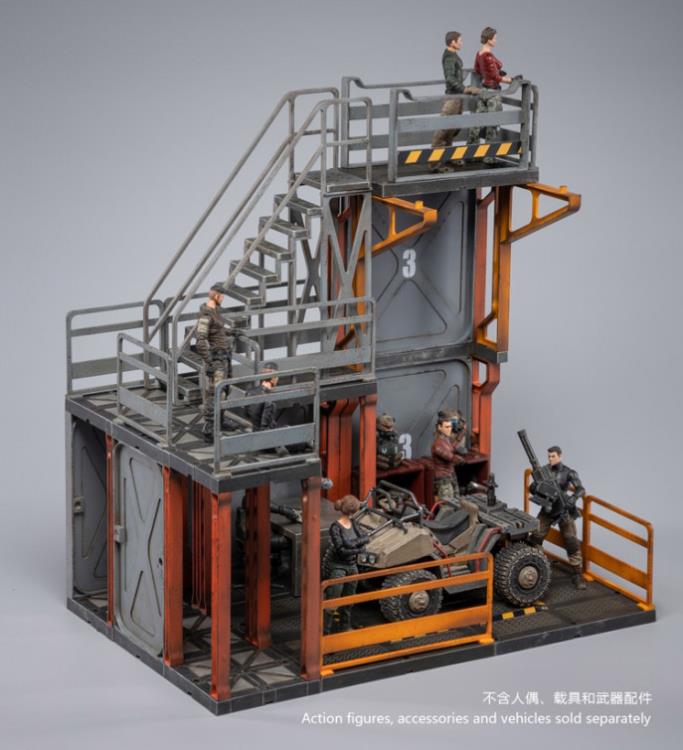Joy Toy brings even more incredibly detailed 1/18 scale dioramas to life with this mecha depot testing area diorama! JoyToy set includes flooring, a lower deck room, railings, and a staircase.