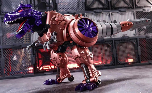TransArt introduces their release BWM-06 Metal T Rex Standing an impressive 10.2 inches in robot mode, BWM-06 is Masterpiece Scale and transforms to a Tyrannosaurus Rex!