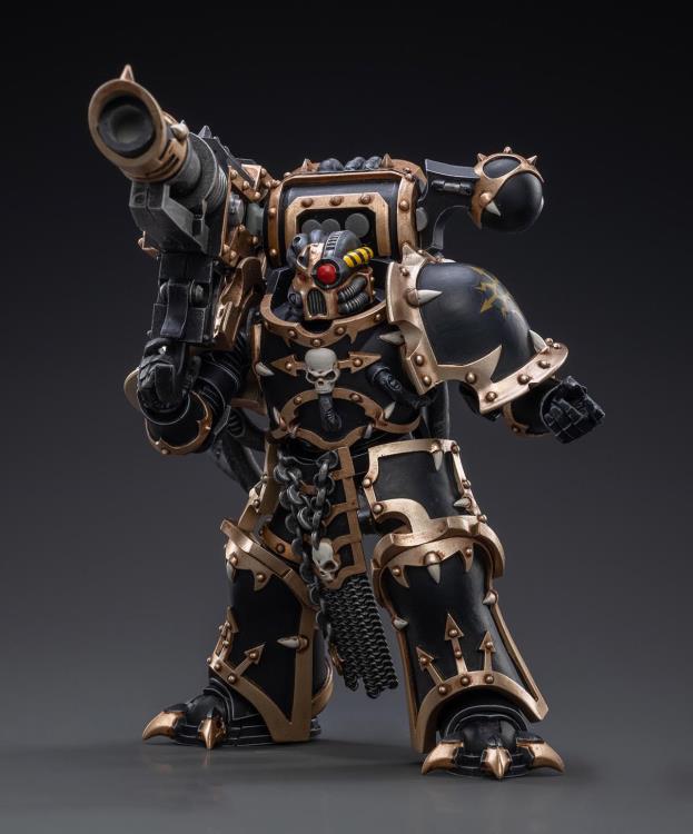 Joy Toy brings the Black Legion Havocs Marine to life with this 1/18 scale figure. The JoyToy Black Legion is a Traitor Legion of Chaos Space Marines that is the first in infamy, if not in treachery, whose name resounds as a curse throughout the scattered and war-torn realms of Humanity. Recreate the most important battles with this highly detailed and articulated figure.