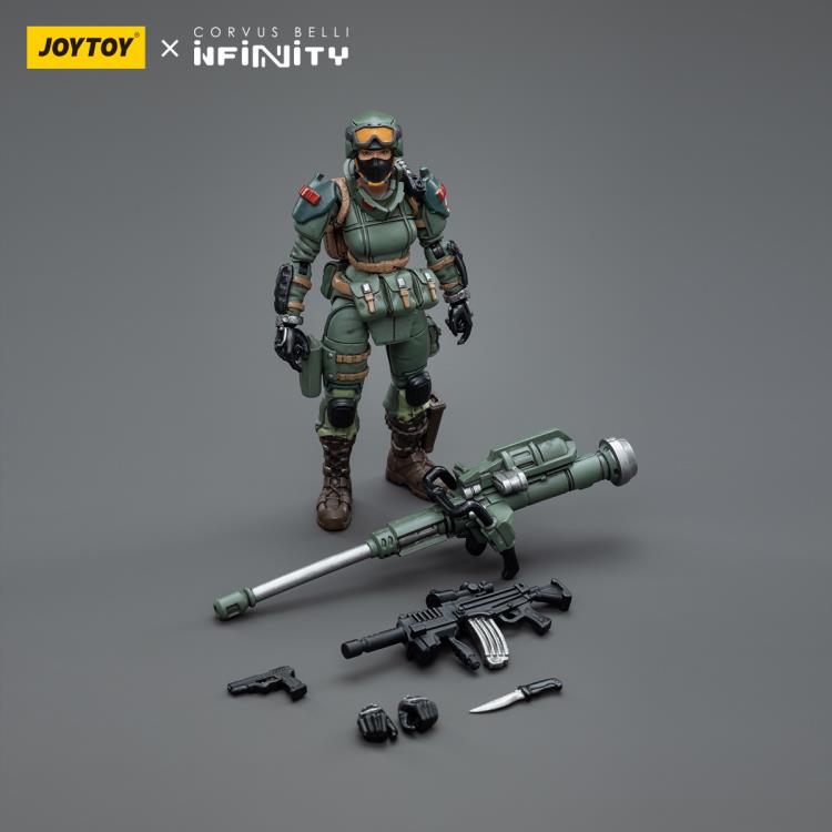 Joy Toy brings to the table a new series of figures, inspired after the tabletop wargame published by Corvus Belli. This highly detailed 1/18 scale figure stands around 4 inches tall and comes equipped with an arsenal of interchangeable parts and weapons. Add the Separate Assault Batallion figure, along with other separately sold Infinity figures by JoyToy, to your collection and build up your army for battle!