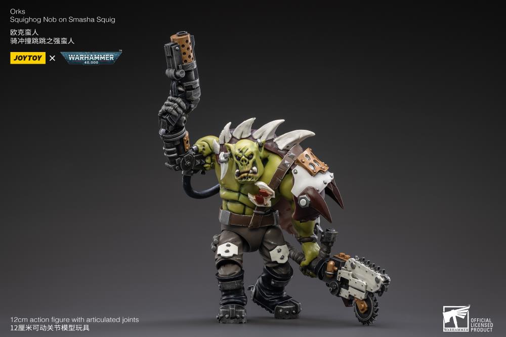 JoyToy Bipedal wrecking balls that charge ahead of the Ork lines, JoyToy Smasha Squigs live in a state of near-permanent concussion thanks to their tendency to headbutt everything. Only the surliest and most aggressive Orks can wrangle them towards enemy lines, but the resulting impact of a charging unit of Squighog Boyz is worth it as they crumple metal, flesh, and bone.