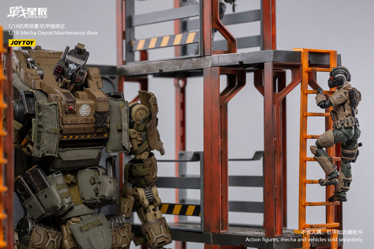 Joy Toy brings even more incredibly detailed 1/18 scale dioramas to life with this mecha depot maintenance area diorama! JoyToy set includes flooring, ladders, and railings