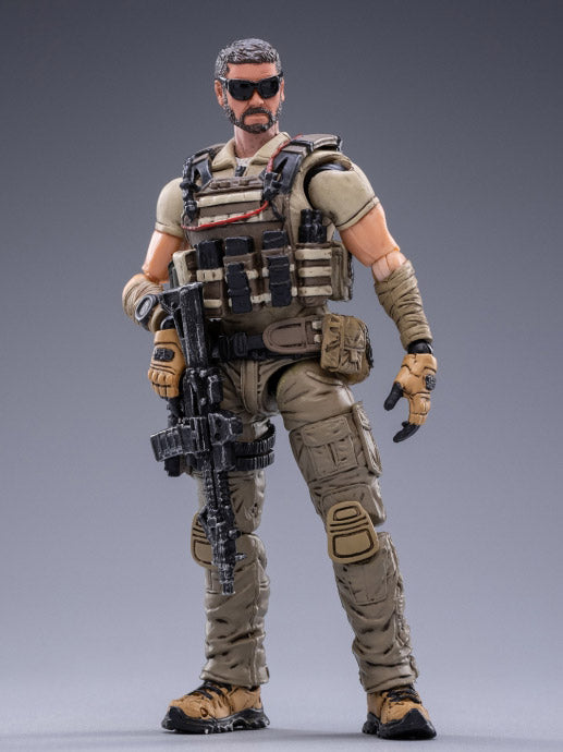Joy Toy set of Mercenary Kahn, Mercenary Johnny, and Mercenary K figures is incredibly detailed in 1/18 scale. JoyToy, each figure is highly articulated and includes weapon accessories as well as several pieces of removable gear.