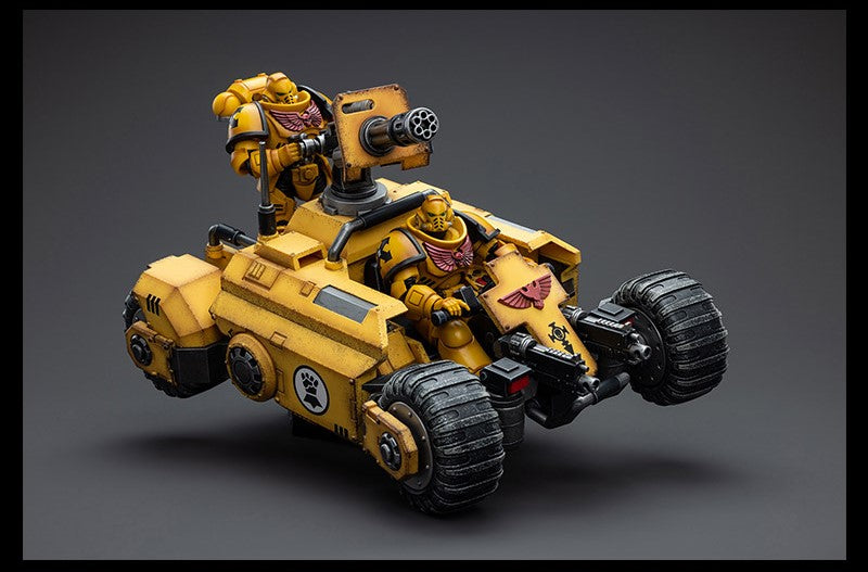 The Imperial Fists are one of the First Founding Chapters of the Space Marines and were originally the VIIthLegion of the Legiones Astartes raised by the Emperor Himself from across Terra during the Unification Wars. Joy Toy brings the Imperial Fists from Warhammer 40k to life with this new series of 1/18 scale figures. The Primaris Invader ATV is 10.23 inches with articulated joints and an impressive level of detail and coloring.