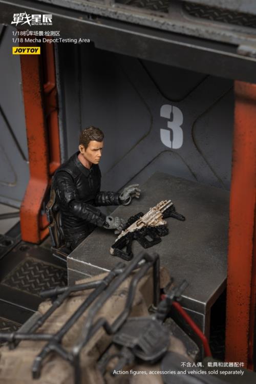 Joy Toy brings even more incredibly detailed 1/18 scale dioramas to life with this mecha depot testing area diorama! This set includes flooring, a lower deck room, railings, and a staircase.