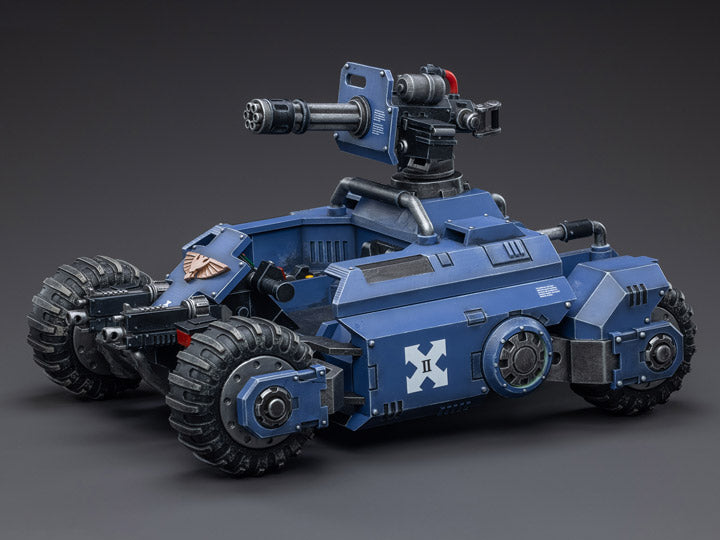 The most Joy Toy elite of the Space Marine Chapters in the Imperium of Man, Joy Toy brings the Ultramarines from Warhammer 40k to life with this new series of 1/18 scale figures and accessories. JoyToy 1/18 scale ATV features four big tread wheels and a large turret gun affixed to the back.