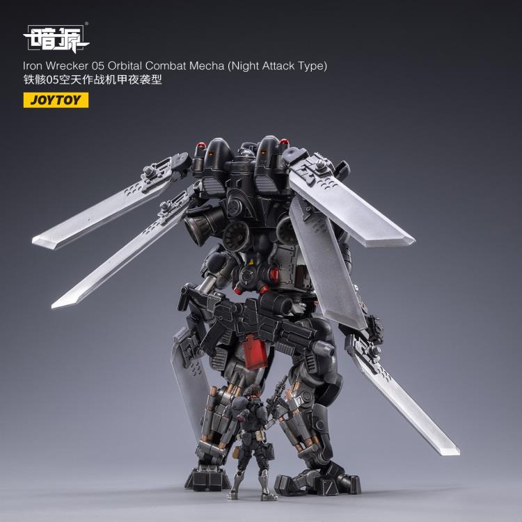 Joy Toy Dark Source Iron Wrecker 05 Orbital Combat Mecha (Night Attack Type) 1/25 Scale Figure JT2030. JoyToy military vehicle series continues with the Iron Wrecker 05 Orbital Combat Mecha (Night Attack Type) and pilot figure!