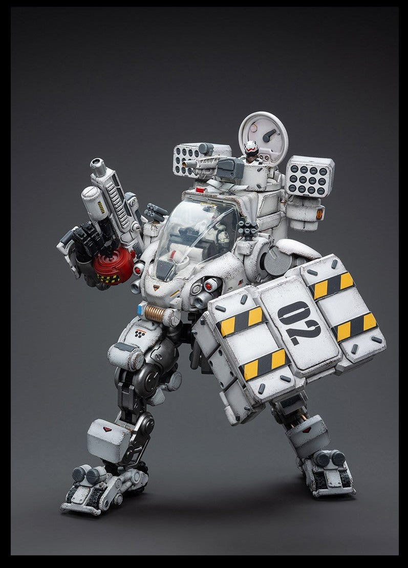 Joy Toy's military vehicle series continues with the Tiekui Dual Pilot Mecha and pilot figures! Each 1/25 scale articulated military mech and pilot features intricate details on a small scale and comes with equally-sized weapons and accessories.