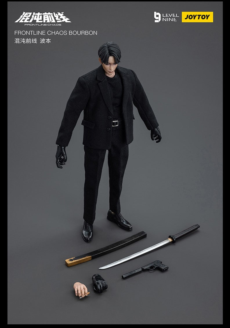 Joy Toy Frontline Chaos figure series continues in 1/12 Scale. Dressed in real cloth and stylish clothing, JoyToy Vermouth and Bourbon figure is ready to run into battle with her weapon combos.