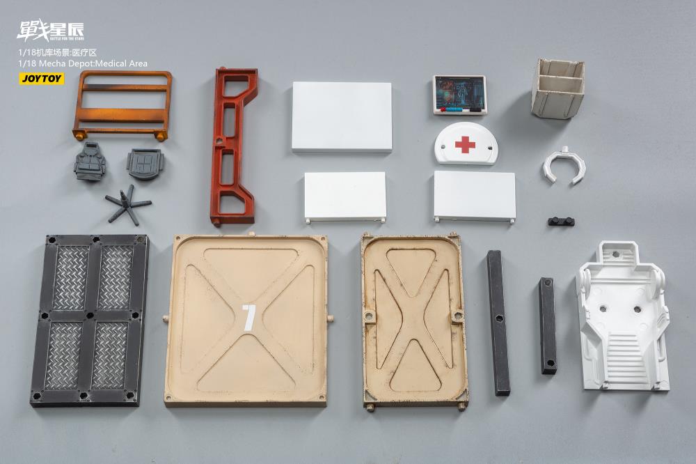 Joy Toy brings even more incredibly detailed 1/18 scale dioramas to life with this mecha depot medical area diorama! JoyToy set includes flooring, desk, supply shelves, and medical pods.