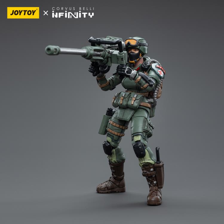 Joy Toy brings to the table a new series of figures, inspired after the tabletop wargame published by Corvus Belli. This highly detailed 1/18 scale figure stands around 4 inches tall and comes equipped with an arsenal of interchangeable parts and weapons. Add the Separate Assault Batallion figure, along with other separately sold Infinity figures by JoyToy, to your collection and build up your army for battle!
