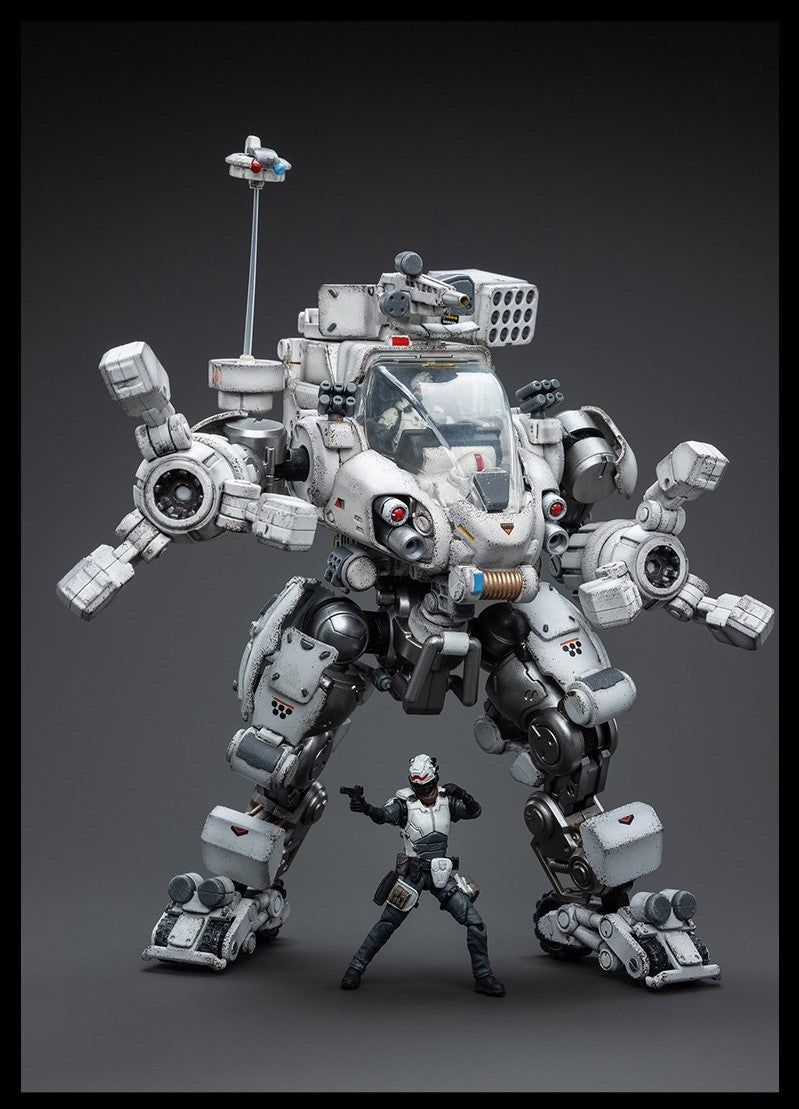Joy Toy's military vehicle series continues with the Tiekui Dual Pilot Mecha and pilot figures! Each 1/25 scale articulated military mech and pilot features intricate details on a small scale and comes with equally-sized weapons and accessories.