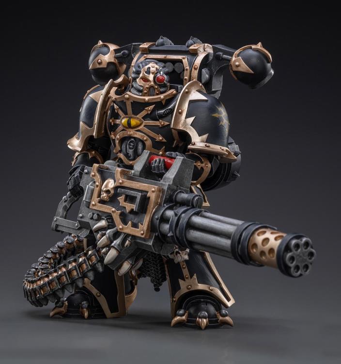 Joy Toy brings the Black Legion Havocs Marine to life with this 1/18 scale figure. The JoyToy Black Legion is a Traitor Legion of Chaos Space Marines that is the first in infamy, if not in treachery, whose name resounds as a curse throughout the scattered and war-torn realms of Humanity. Recreate the most important battles with this highly detailed and articulated figure.