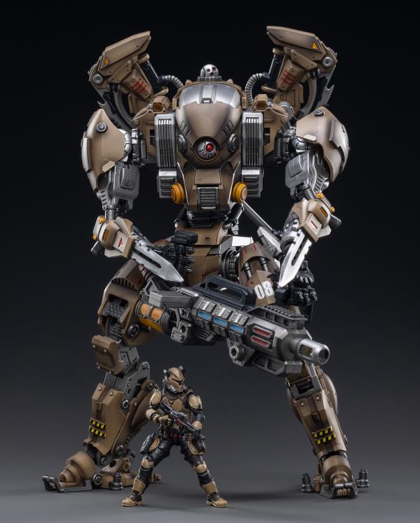 Joy Toy military vehicle series continues with the Xingtian Mecha and pilot figures ! JoyToy, each 1/18 scale articulated military mech and pilot features intricate details on a small scale and comes with equally-sized weapons and accessories.