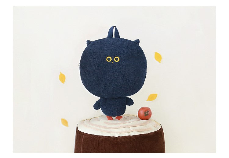 Casual Cute Plush Black Owl Shaped Bag/ Backpack for school/ kids/ girls, suitable for travelling, going to school or casual hang out with friends.