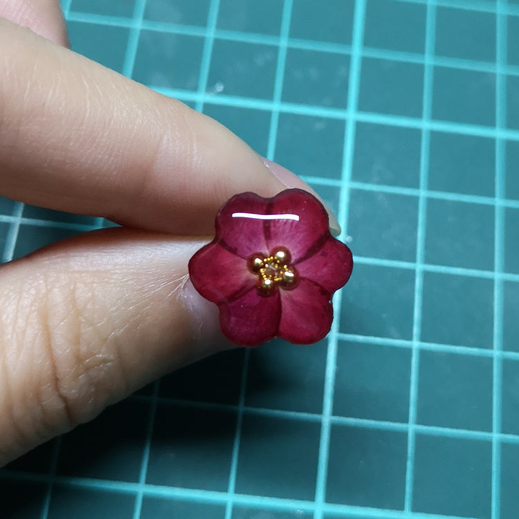 Red Rose handmade resin pressed multi flower stud/ clip-ons earrings, resin dried/ real flower jewelry with Hypoallergenic S925 Sterling Silver
