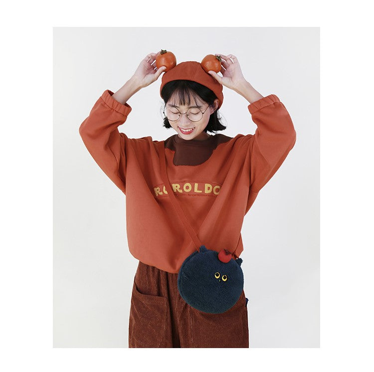 Casual Cute Plush Small Black Owl Cross Body Bag for school/ kids/ girls, suitable for travelling, going to school or casual hang out with friends.