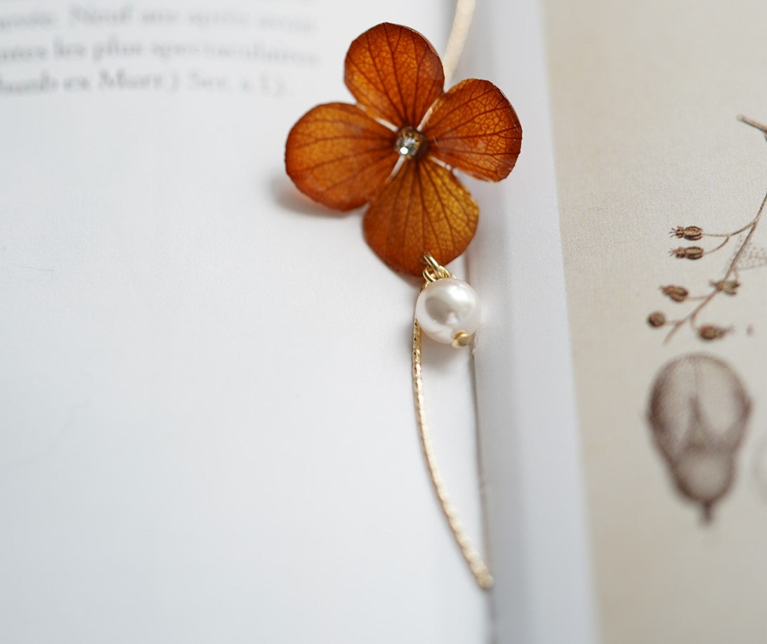 Hydrangea Pearl handmade resin pressed multi flower dangle/ clip-ons earrings, resin dried/ real flower jewelry with Hypoallergenic S925 Sterling Silver