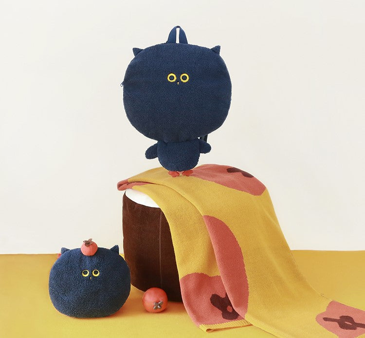 Casual Cute Plush Black Owl Shaped Bag/ Backpack for school/ kids/ girls, suitable for travelling, going to school or casual hang out with friends.