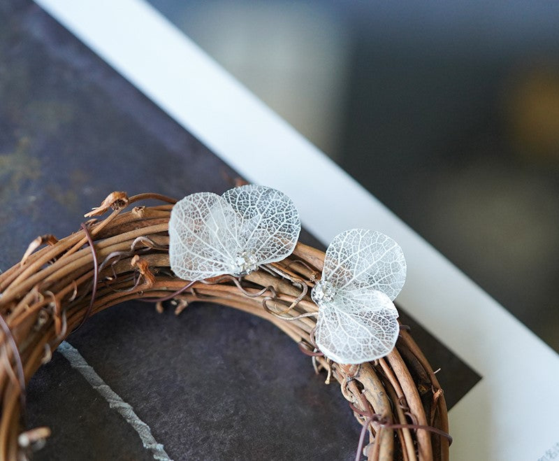 White Butterfly handmade resin pressed multi flower stud/ clip-ons earrings, resin dried/ real flower jewelry with Hypoallergenic S925 Sterling Silver