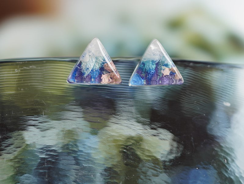 Fuji Mountain Handmade Pressed Flower Stud Earrings