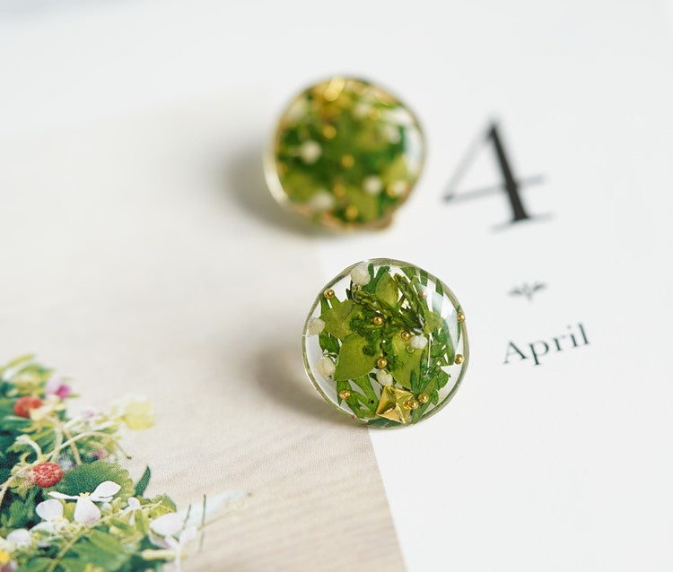 Four Seasons Handmade Pressed Flower Stud Earrings