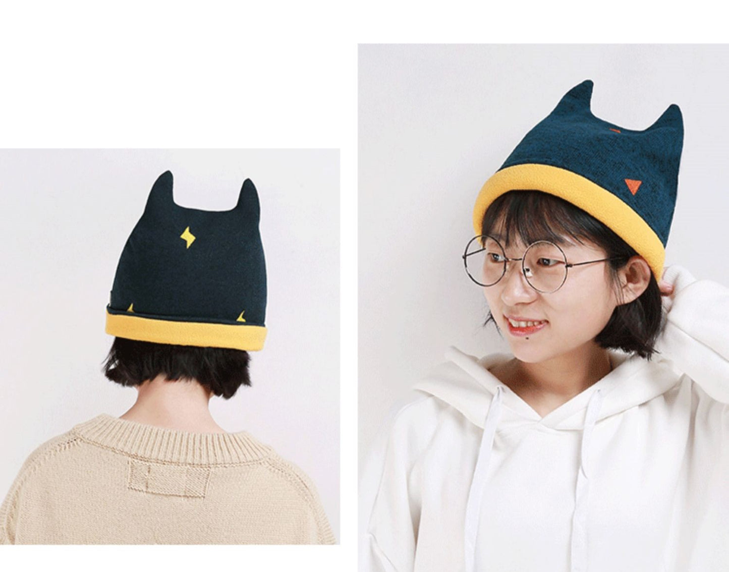 Cute Fashionable Knitted Beanie Hat Rolled Edge with Lightning