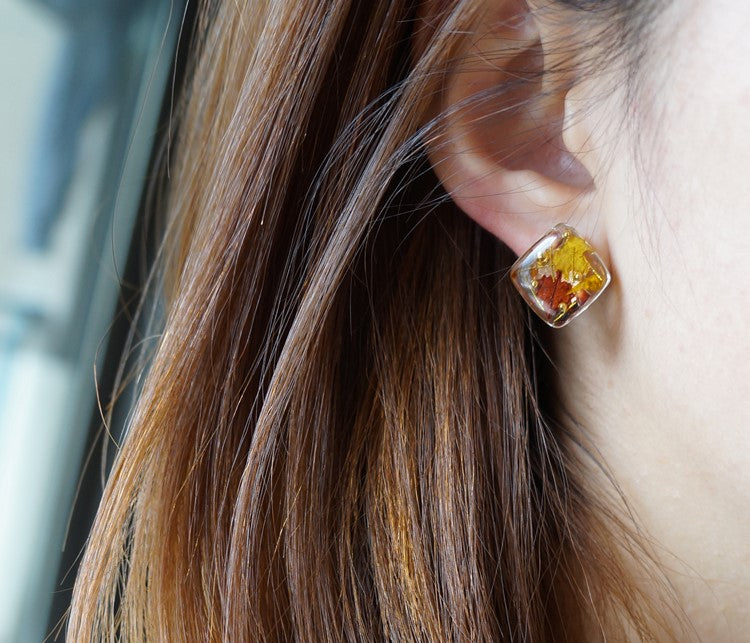 Four Seasons Handmade Pressed Flower Stud Earrings