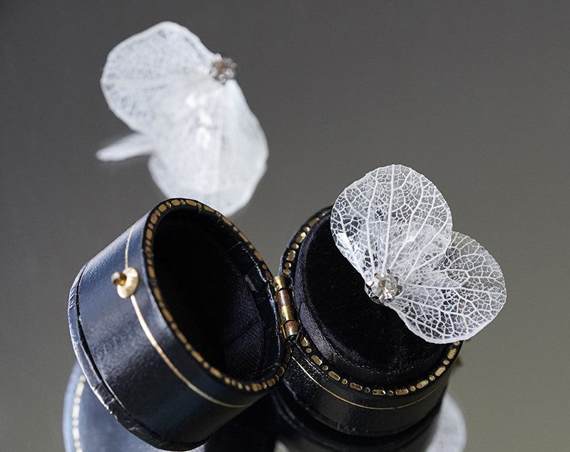 White Butterfly handmade resin pressed multi flower stud/ clip-ons earrings, resin dried/ real flower jewelry with Hypoallergenic S925 Sterling Silver
