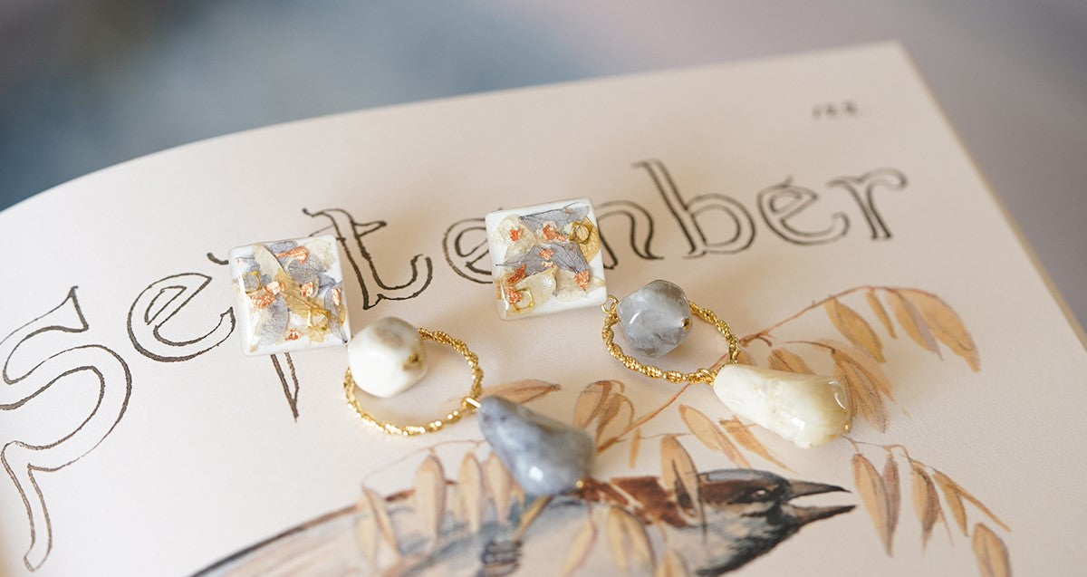 Elegant Marble handmade resin pressed multi flower stud/ clip-ons earrings, resin dried/ real flower jewelry with Hypoallergenic S925 Sterling Silver