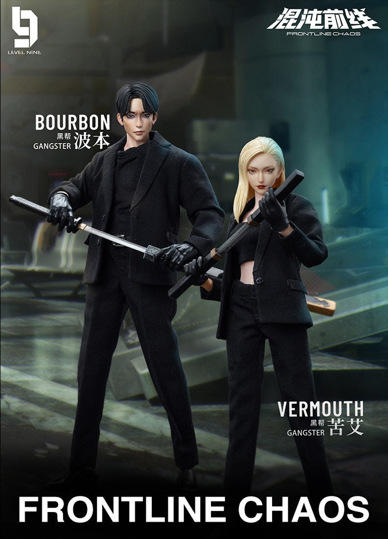 Joy Toy Frontline Chaos figure series continues in 1/12 Scale. Dressed in real cloth and stylish clothing, JoyToy Vermouth and Bourbon figure is ready to run into battle with her weapon combos.