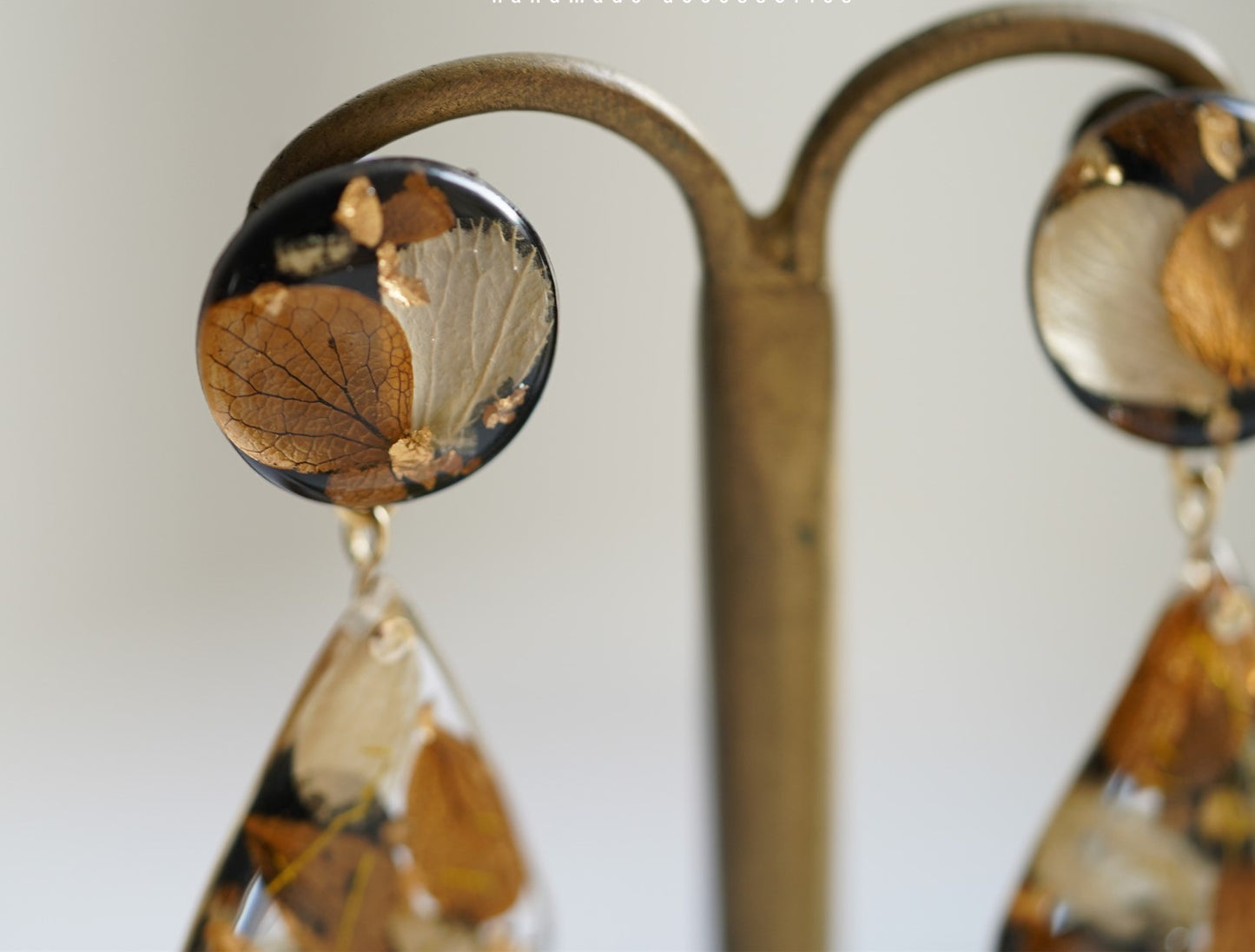 Autumn Garden handmade resin pressed multi flower dangle/ clip-ons earrings, resin dried/ real flower jewelry with Hypoallergenic S925 Sterling Silver