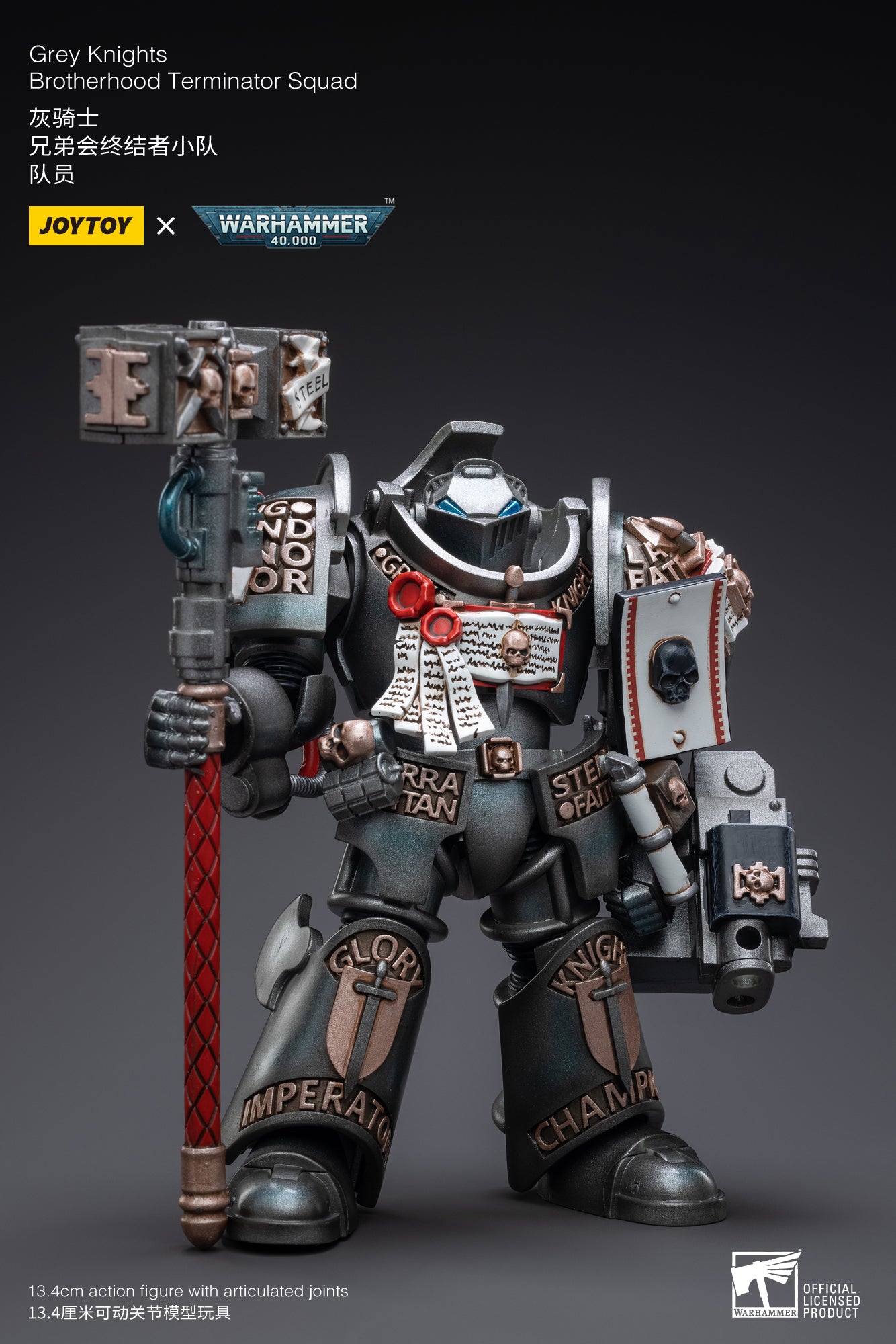 Joy Toy Bring in the Grey Knights Brotherhood Terminator Squad to come help out your Joy Toy Warhammer 40K collection. This JoyToy set of 4 includes Captain, Flagman, Paladin and Team member.