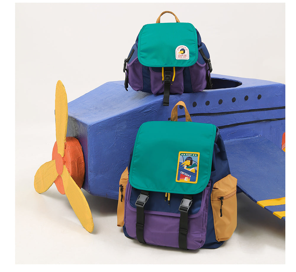 Casual Cute Mini Dinosaur Pilot Small Colour Block Backpack