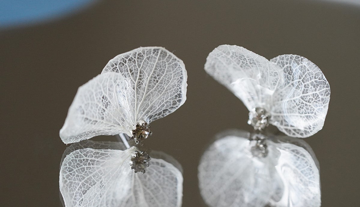 White Butterfly handmade resin pressed multi flower stud/ clip-ons earrings, resin dried/ real flower jewelry with Hypoallergenic S925 Sterling Silver