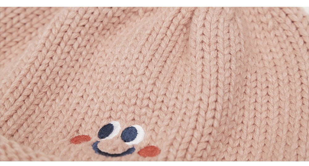 Cute Fashionable Knitted Beanie Hat Rolled Edge Unisex (White/ Pink Navy Blue) for school/ teenagers/ kids/ boys/ girls, suitable for travelling, going to school or casual hang out with friends.