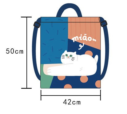 Cute Cat Waterproof Travel Folding Drawstring Backpack for school/ kids/ girls, suitable for travelling, going to school or casual hang out with friends.