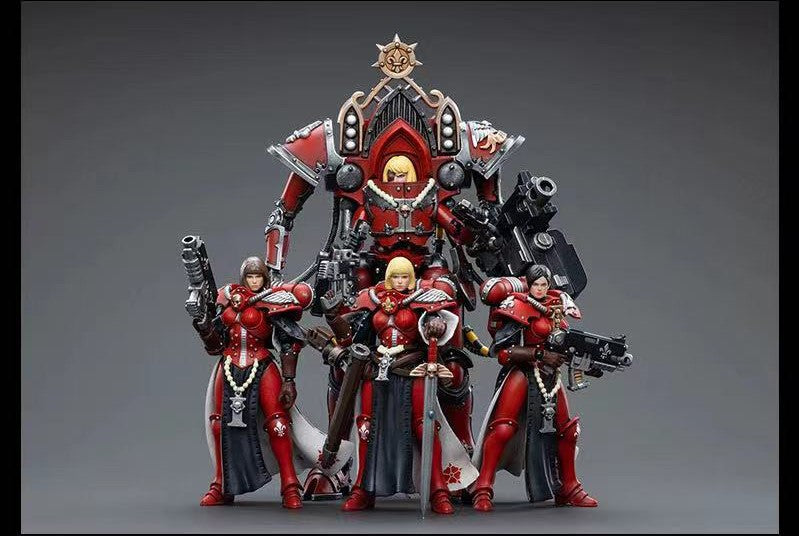 Joy Toy brings the Adepta Sororitas, also known as the Sisters of Battle, from Warhammer 40k to life with this new series of 1/18 scale figures! An all-female subdivision of the Ecclesiarchy religious organization, these warriors serve as the organization's fighting arm and mercilessly root out corruption. Each figure typically includes interchangeable hands and weapon accessories and stands between 4" and 6" tall.