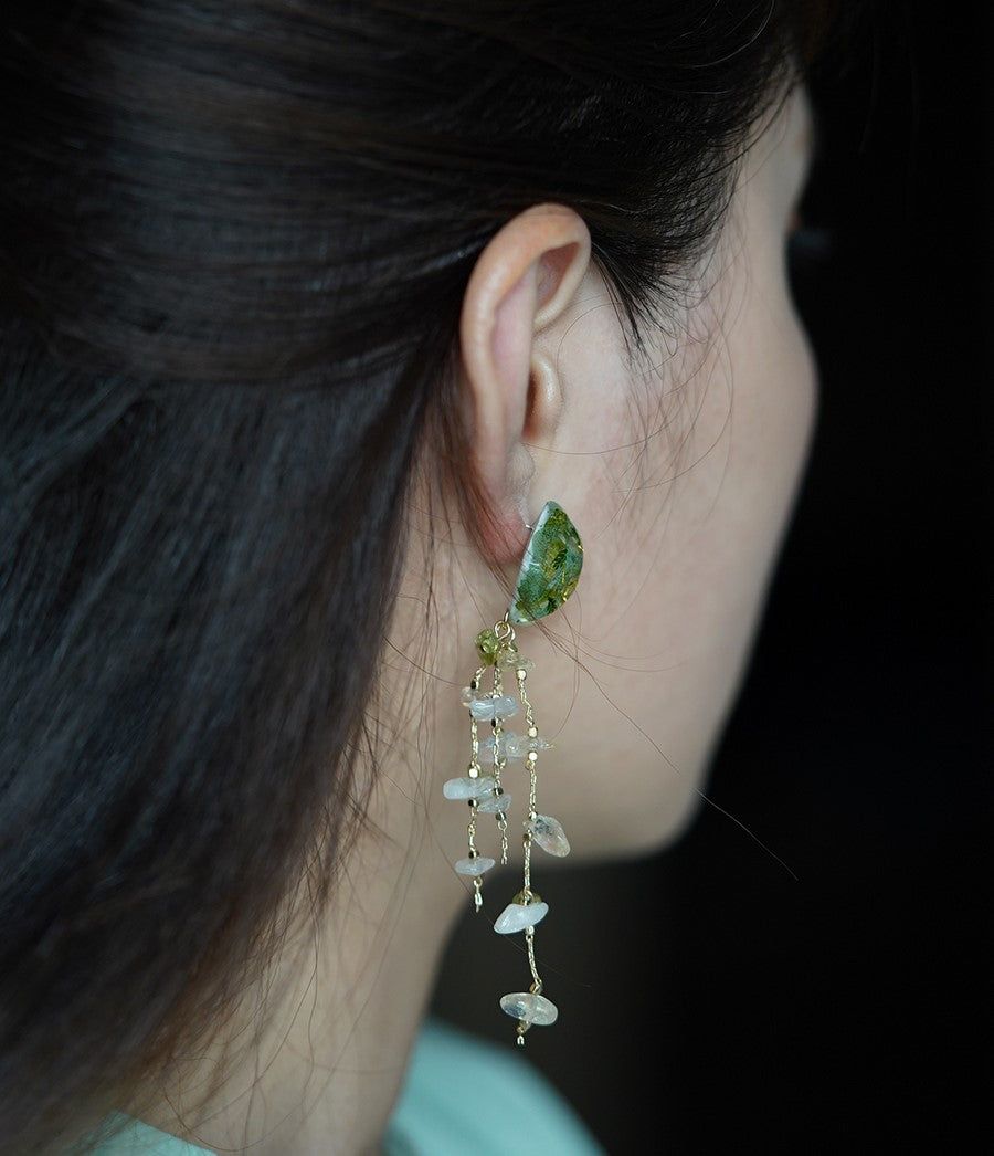 Green Fairy Handmade Resin Flower Dangle Earrings