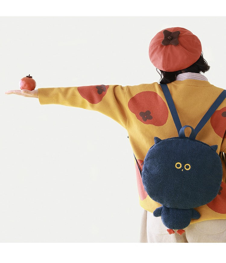 Casual Cute Plush Black Owl Shaped Bag/ Backpack for school/ kids/ girls, suitable for travelling, going to school or casual hang out with friends.