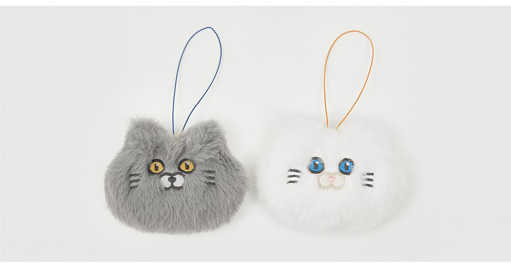Cute Blue Cat Pencil Stationary Case/ Bag with Fluffy Cat Accessory for school/ kids/ girls, suitable for school or casual