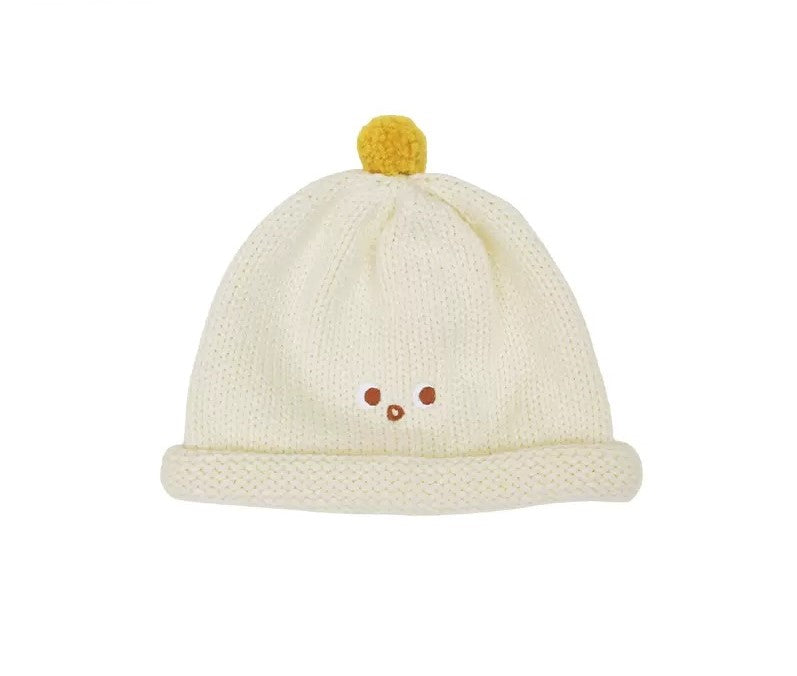 Cute Fashionable Knitted Beanie Hat Rolled Edge Unisex (White/ Pink Navy Blue) for school/ teenagers/ kids/ boys/ girls, suitable for travelling, going to school or casual hang out with friends.